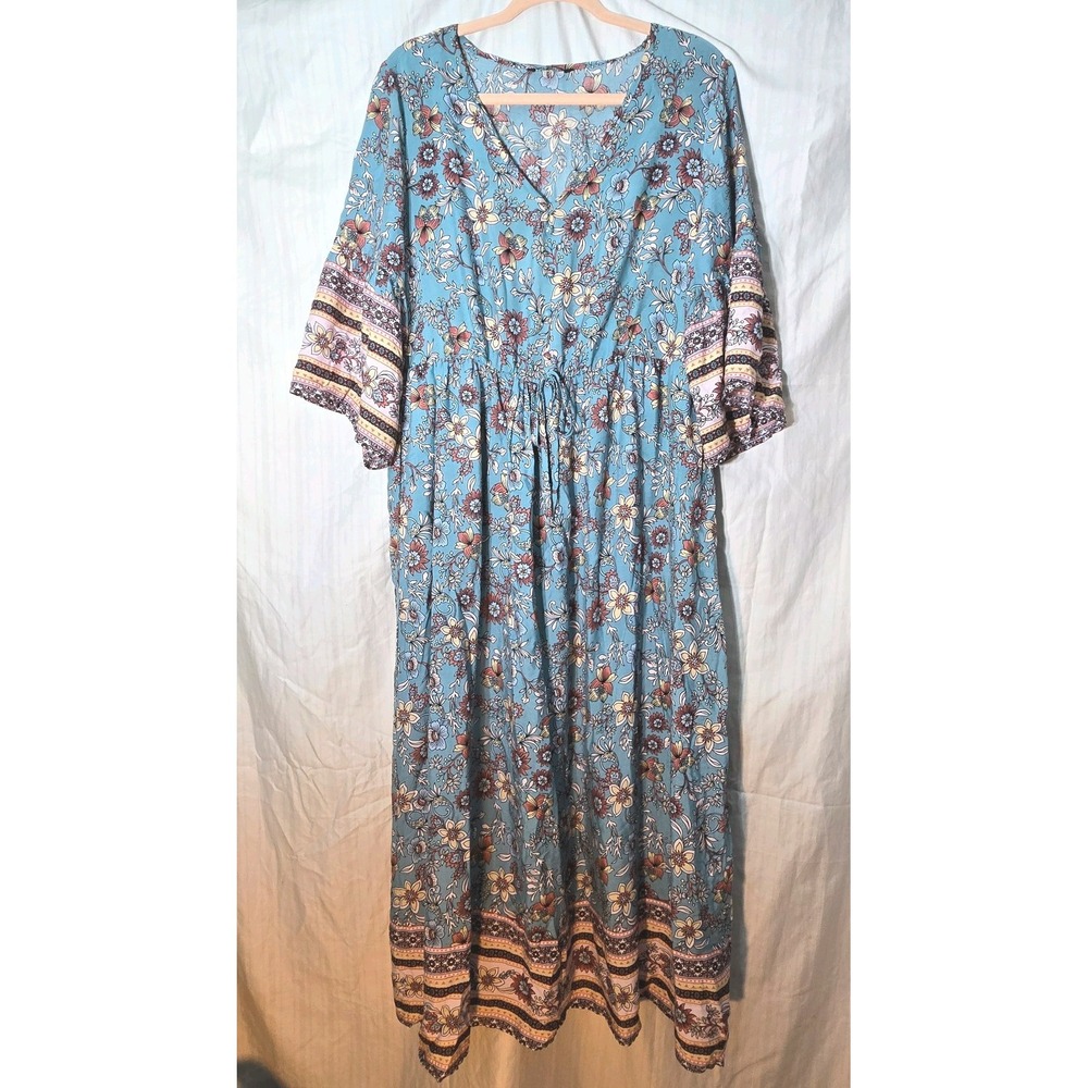 BloomChic Bohemian Floral Print Maxi Dress Split V-neck Women's Size 12